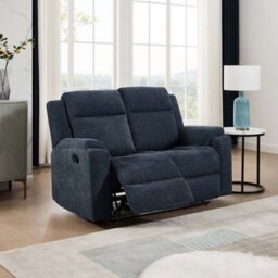 More4Homes Orka 2 Seater Fabric Manual Recliner Sofa Blue - thumbnail 1