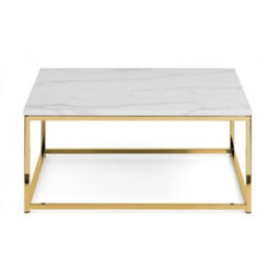 Ashfield White Marble Top Square Coffee Table With Gold Framing - thumbnail 3