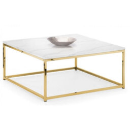 Ashfield White Marble Top Square Coffee Table With Gold Framing - thumbnail 2