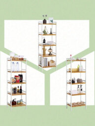 LEDREM Songmics 5-Tier Bamboo Storage Rack For Bathroom, Kitchen, Bedroom, 45 X 31.5 X 142 Cm, Natural - thumbnail 8