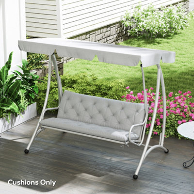 Outsunny 3 Seater Garden Bench Cushion Outdoor Seat Pad W/ Ties Light Grey - image 1