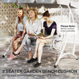 Outsunny 3 Seater Garden Bench Cushion Outdoor Seat Pad W/ Ties Light Grey - thumbnail 7