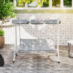 Outsunny 3 Seater Garden Bench Cushion Outdoor Seat Pad W/ Ties Light Grey - thumbnail 9