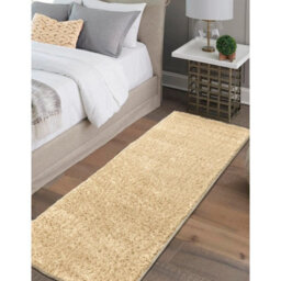 Melrose Super Soft Venus Shaggy Snuggly Plain Honey Area Runner Rug 060/200Cm - thumbnail 1