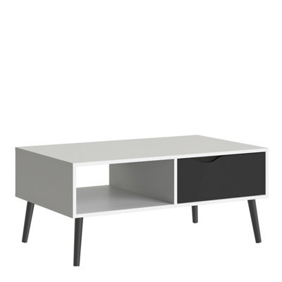 Furniture To Go Oslo Coffee Table 1 Drawer 1 Shelf In White And Black Matt - image 1