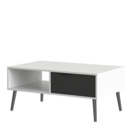 Furniture To Go Oslo Coffee Table 1 Drawer 1 Shelf In White And Black Matt - thumbnail 3
