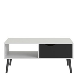 Furniture To Go Oslo Coffee Table 1 Drawer 1 Shelf In White And Black Matt - thumbnail 2