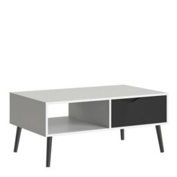 Furniture To Go Oslo Coffee Table 1 Drawer 1 Shelf In White And Black Matt - thumbnail 1