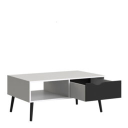 Furniture To Go Oslo Coffee Table 1 Drawer 1 Shelf In White And Black Matt - thumbnail 4