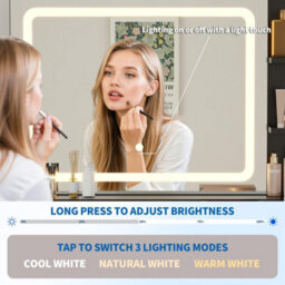 London Boutique 80 Cm Dressing Table, Led Mirror With 3 Light Modes, 2 Drawers, Usb Power Outlet, Makeup Vanity Desk, Black - thumbnail 6