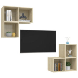 Berkfield 4 Piece Tv Cabinet Set Sonoma Oak Engineered Wood - thumbnail 3