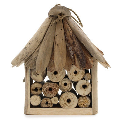 Serenityy Handmade Driftwood Bee & Insect Box, Recycled Wood Nest Box H22 X W20 X D12 Cm - image 1