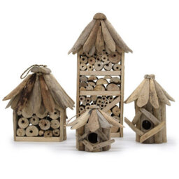 Serenityy Handmade Driftwood Bee & Insect Box, Recycled Wood Nest Box H22 X W20 X D12 Cm - thumbnail 5