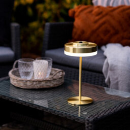 Auraglow Kensington Rechargeable Outdoor Table Lamp - Brass - thumbnail 2