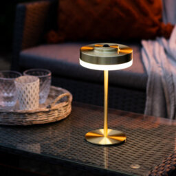 Auraglow Kensington Rechargeable Outdoor Table Lamp - Brass - thumbnail 4