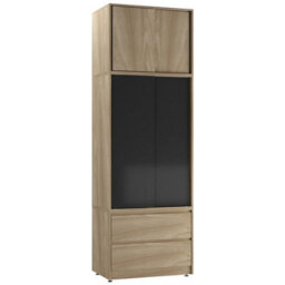 Urbn-Living Urbnliving 240Cm Modern Black Sliding Door Wardrobe With Hanging Rail Oak Carcass Black Doors - thumbnail 5