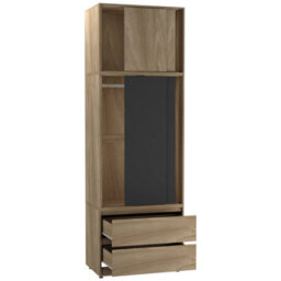 Urbn-Living Urbnliving 240Cm Modern Black Sliding Door Wardrobe With Hanging Rail Oak Carcass Black Doors - thumbnail 7
