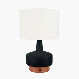 Pacific Lifestyle Set Of 2 Elio Black And Wood Effect Textured Ceramic Table Lamp - thumbnail 5
