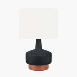 Pacific Lifestyle Set Of 2 Elio Black And Wood Effect Textured Ceramic Table Lamp - thumbnail 4