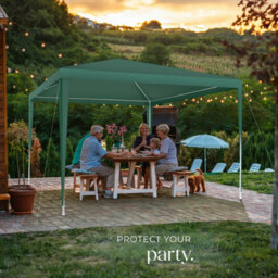 Tectake Gazebo Farah-  Water Resistant, Plug-In System, 3X3M 300 X 300 X 250 Cm - Green - thumbnail 8