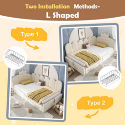 Matteo Crown Upholstered Hydraulic Daybed, Beige Velvet, 3Ft Single - thumbnail 5