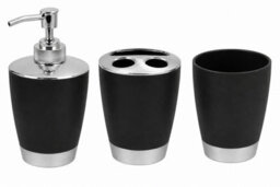 6 Piece Black Bathroom Accessory Set With 14L Bin Soap Dispenser Toothbrush Holder Toilet Brush Rinse Cup And Tumbler - thumbnail 3