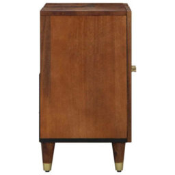 Berkfield Elegant Bathroom Sink Cabinet Honey Brown With Gold Features Solid Wood - thumbnail 4