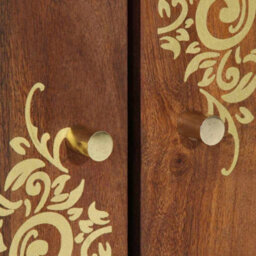 Berkfield Elegant Bathroom Sink Cabinet Honey Brown With Gold Features Solid Wood - thumbnail 8