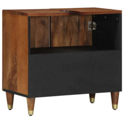 Berkfield Elegant Bathroom Sink Cabinet Honey Brown With Gold Features Solid Wood - thumbnail 5