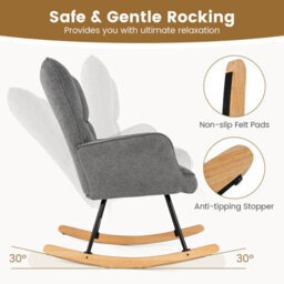 Costway Modern Linen Rocking Accent Chair Upholstered Glider Rocker Armchair - thumbnail 5