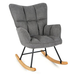 Costway Modern Linen Rocking Accent Chair Upholstered Glider Rocker Armchair - thumbnail 1
