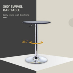 Homcom Round Bar Table, Swivel Bistro Table With Adjustable Height - thumbnail 5