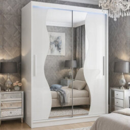 Mirrored Sliding Door Wardrobe Westa S White With Rgb Led Lights - thumbnail 1