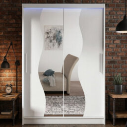 Mirrored Sliding Door Wardrobe Westa S White With Rgb Led Lights - thumbnail 2