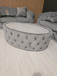 Ambassador 3 Seater And 2 Seater And 1 Seater Coffee Table Set Sofa Grey And Chrome Accents - thumbnail 5
