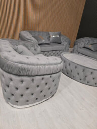 Ambassador 3 Seater And 2 Seater And 1 Seater Coffee Table Set Sofa Grey And Chrome Accents - thumbnail 7