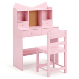 Gainoom Kids Pink Study Desk And Chair Set Student Writing Table With Chair Children Computer Workstation - thumbnail 9