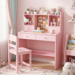 Gainoom Kids Pink Study Desk And Chair Set Student Writing Table With Chair Children Computer Workstation
