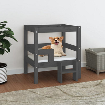 Berkfield Dog Bed Grey 55.5X53.5X60 Cm Solid Wood Pine - image 1