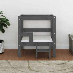 Berkfield Dog Bed Grey 55.5X53.5X60 Cm Solid Wood Pine - thumbnail 3