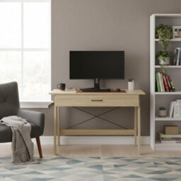 Home Source Winston 1 Full-Width Drawer Oak Effect Home Office Computer Writing Desk - thumbnail 2