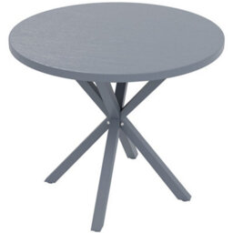 Wyld Haus Revafa 85Cm Round Metal Garden Dining Table With Wood-Effect Top - Dark Grey - thumbnail 2