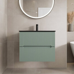 Aveli 600mm Bathroom Cloakroom Vanity Unit Basin Wall Hung Furniture Soft Close Green