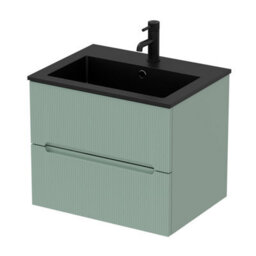 Affine 600mm Bathroom Cloakroom Vanity Unit Basin Wall Hung Furniture Soft Close Green - thumbnail 4