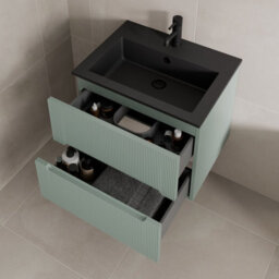 Affine 600mm Bathroom Cloakroom Vanity Unit Basin Wall Hung Furniture Soft Close Green - thumbnail 3