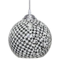 Long Life Lamps Company Globe Pendant Light Mosaic Glass Black And White Crackle Ceiling Lamp Shade H3012 - thumbnail 8