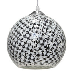 Long Life Lamps Company Globe Pendant Light Mosaic Glass Black And White Crackle Ceiling Lamp Shade H3012