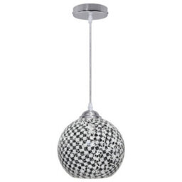 Long Life Lamps Company Globe Pendant Light Mosaic Glass Black And White Crackle Ceiling Lamp Shade H3012 - thumbnail 4