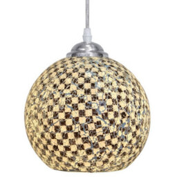 Long Life Lamps Company Globe Pendant Light Mosaic Glass Black And White Crackle Ceiling Lamp Shade H3012 - thumbnail 3