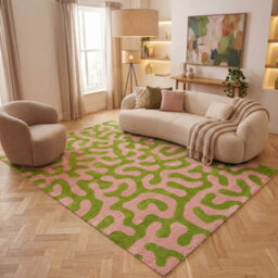 The Rugs Joli Green And Pink Abstract Doodle Rug Soft Dense Pile Easy To Clean And Pet Friendly For Living Rooms And Bedrooms - thumbnail 8